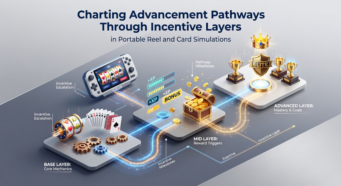 Tablet screen showing card game simulation with tier progression map, reward unlocks, and mobile interface elements