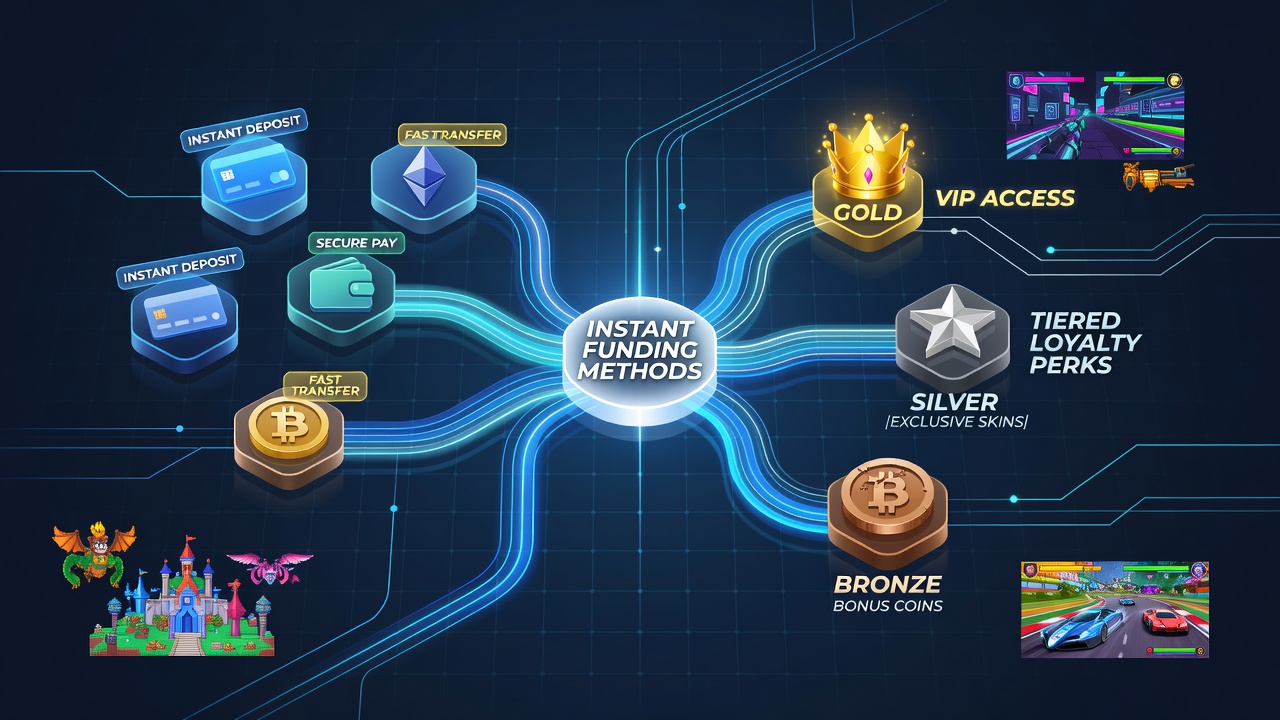Dashboard view of loyalty tier benefits unlocked after an instant funding transaction in a mobile casino application