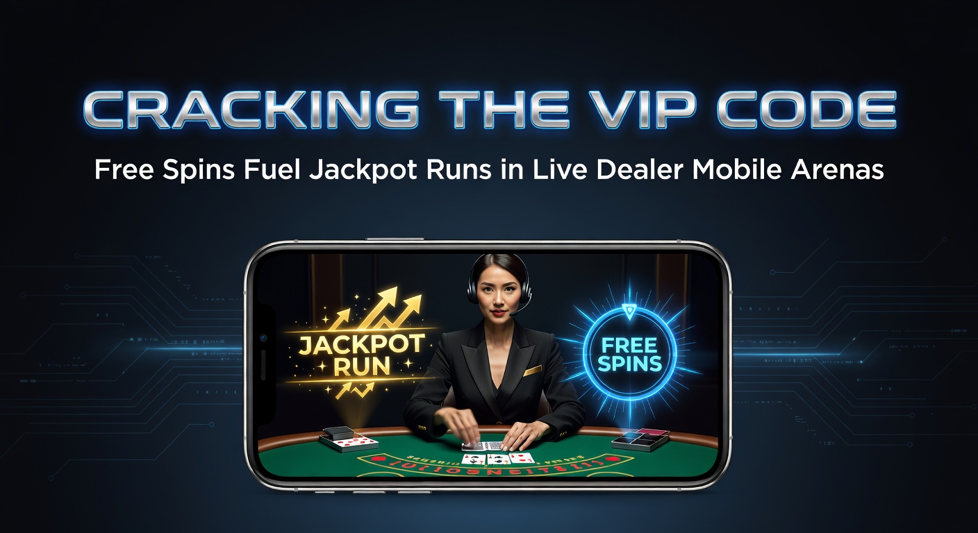 Vibrant mobile screen showing live dealer blackjack table with VIP free spins overlay and jackpot ticker