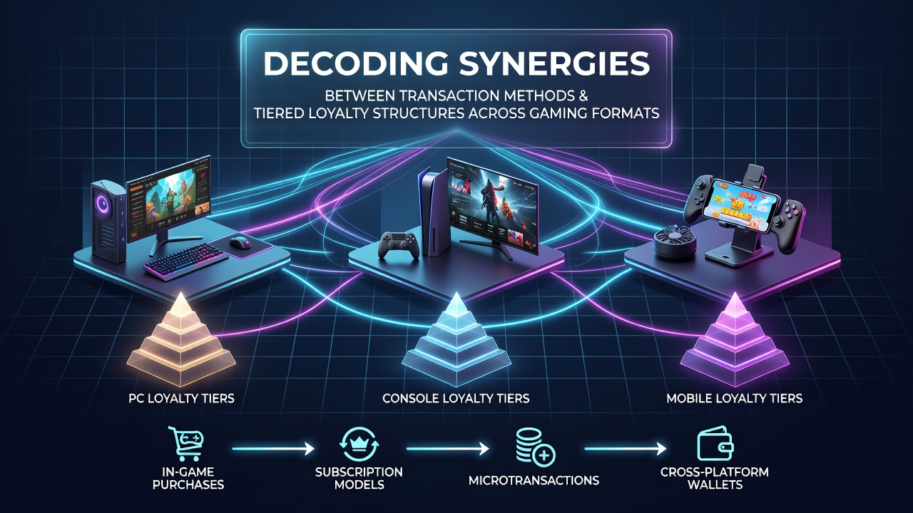 Diagram showing payment flows connecting to loyalty tier progression in digital gaming environments