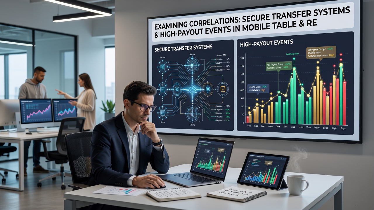 Analytics dashboard displaying payout correlations in mobile table and reel games with secure transfer indicators