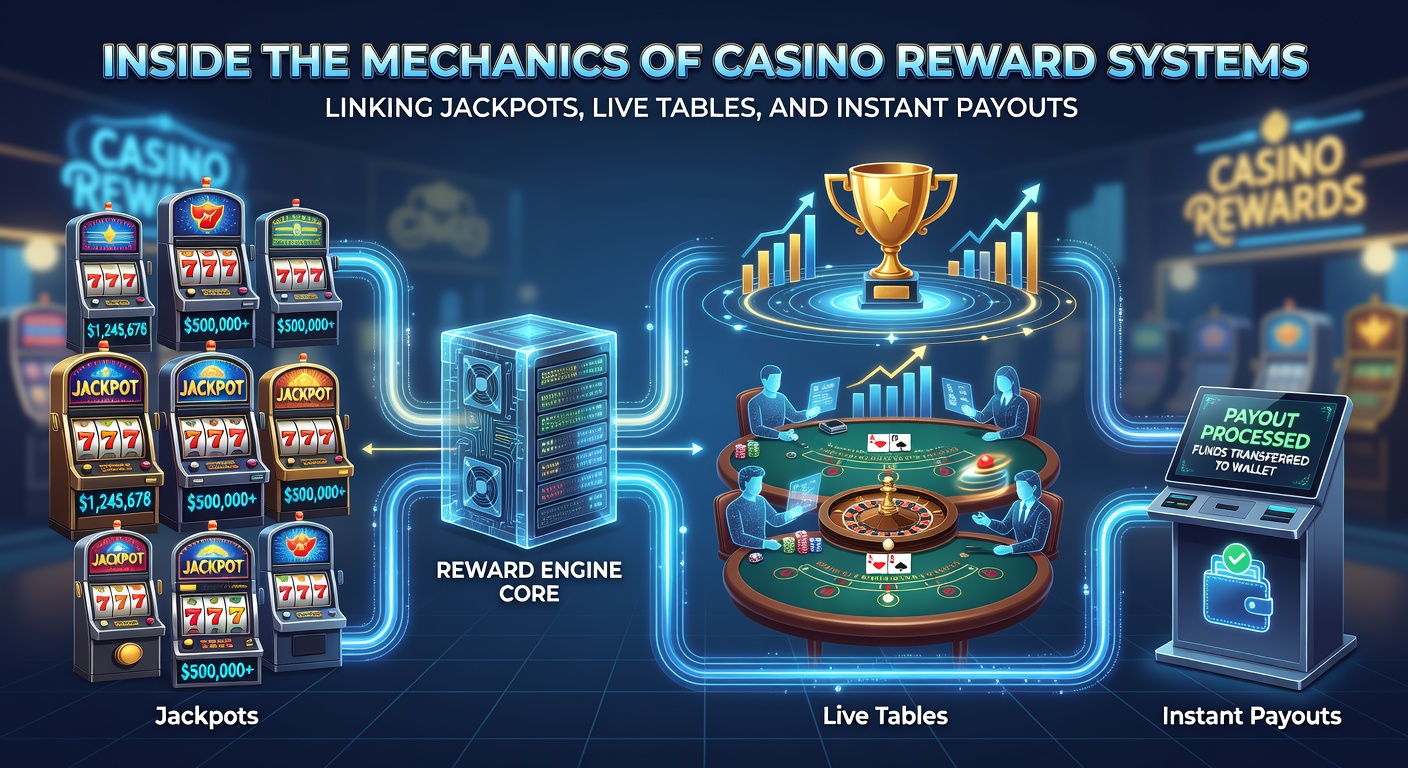 Illustration of live dealer table interface displaying real-time reward point accumulation linked to jackpot meters and payout queues