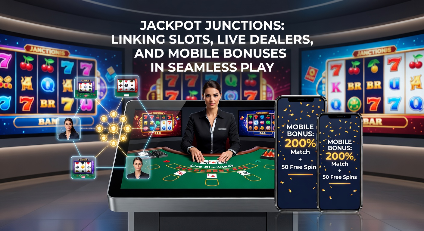 Dynamic screenshot of a live dealer blackjack table integrated with slot reels and mobile bonus notifications on a unified casino dashboard