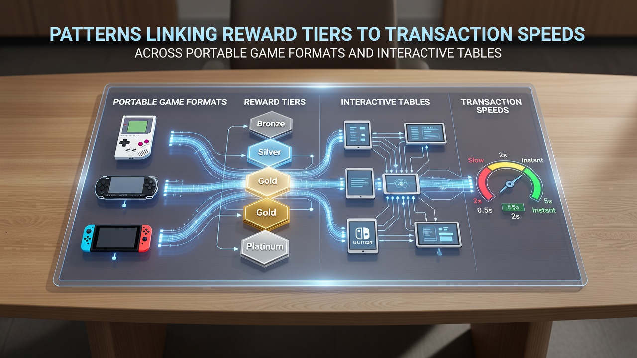 Visual representation of reward tier structures connected to transaction processing speeds in mobile gaming platforms