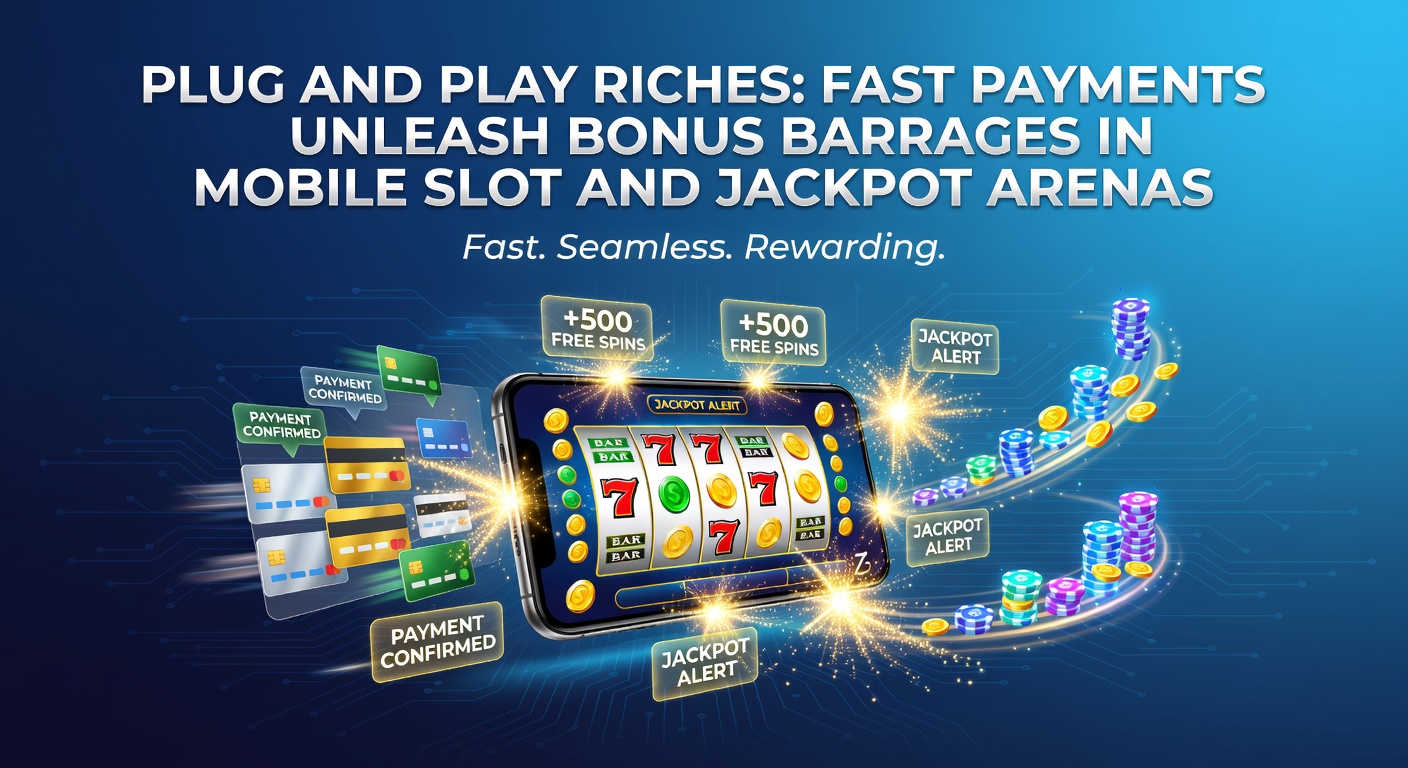 Dynamic graphic of a progressive jackpot meter climbing rapidly on a mobile device, overlaid with fast payment icons and exploding bonus animations