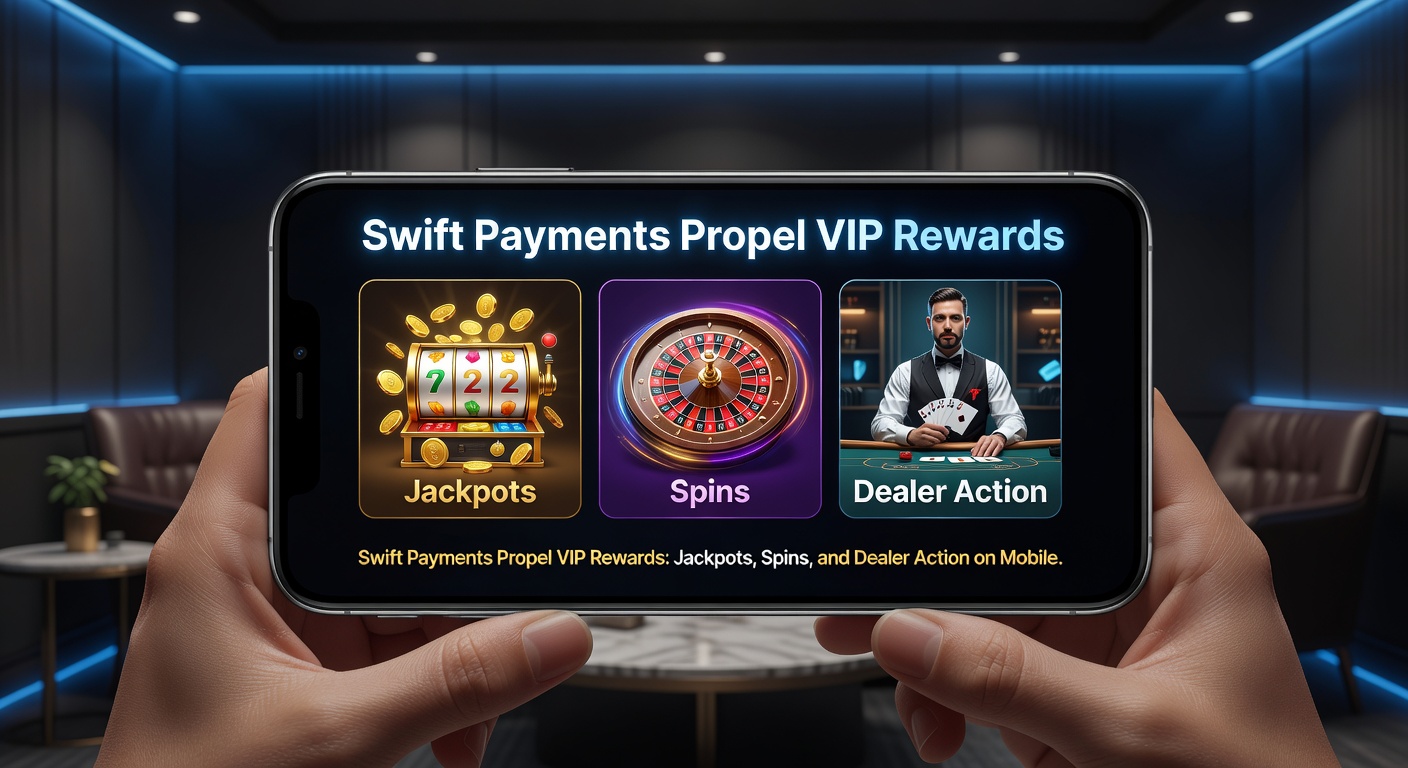 Dynamic screenshot of a mobile jackpot wheel landing on a massive win, with VIP badge and instant payment notification overlaid