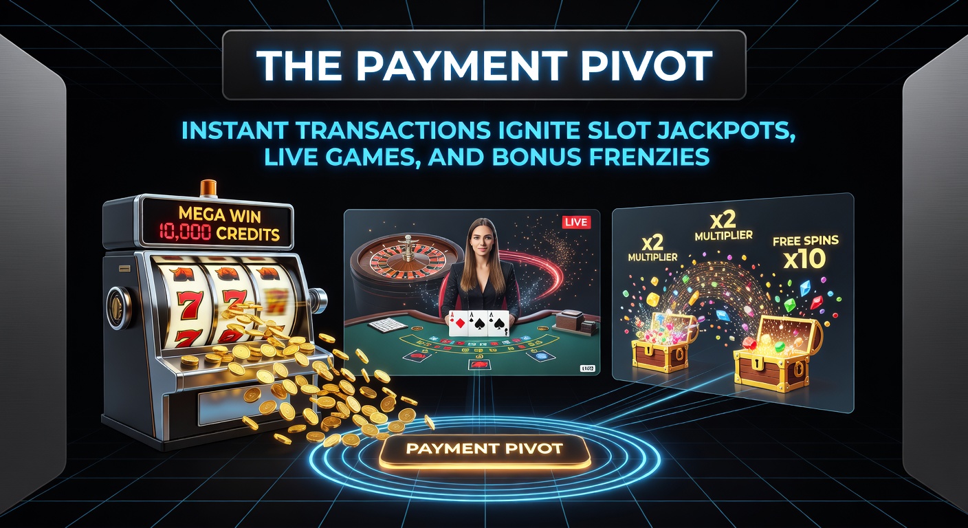 Dynamic screenshot of a mobile casino app displaying instant deposit confirmation leading to a massive slot jackpot win, with live chat and bonus pop-ups active